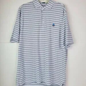 Fennec Men's Large Polo Shirt Golf PerformanceStriped White
